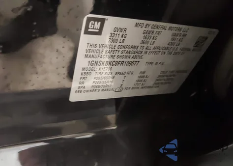 2015 Chevrolet Tahoe Lt из США, поврежденный, VIN 1GNSKBKC8FR109677